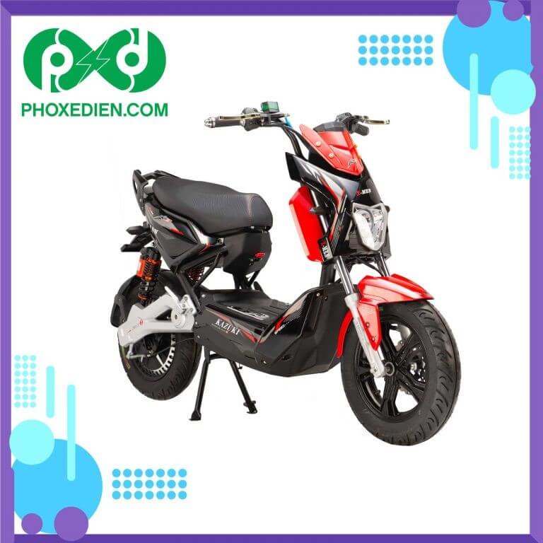 Xe máy điện Xmen Kazuki K2 – Đỏ – Đen với thiết kế thể thao khỏe khoắn, mạnh mẽ. Động cơ 1200W hoạt động êm ái và bền bỉ.