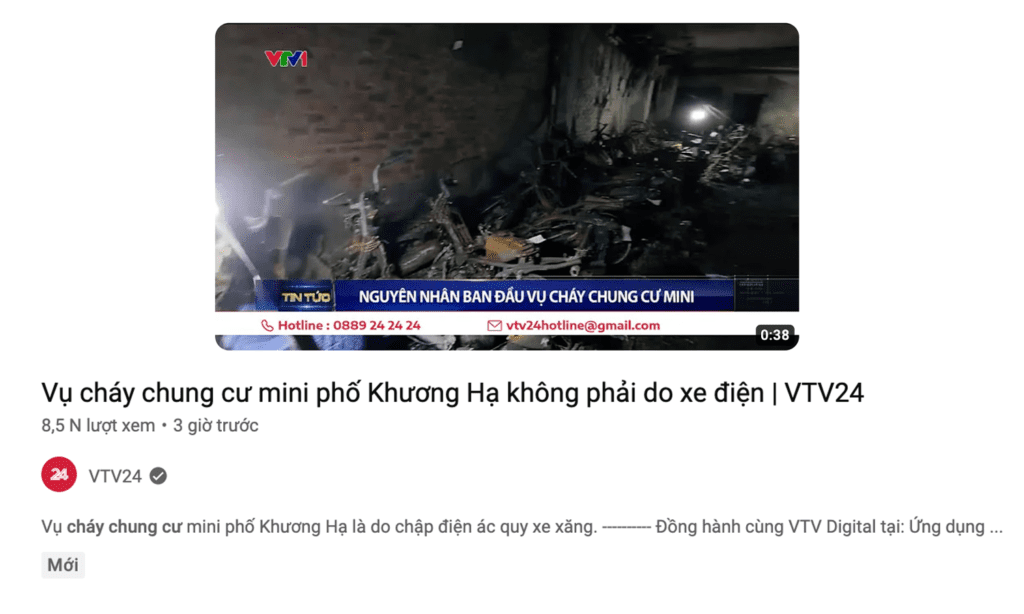 Cháy chung cư mini và An toàn cháy nổ cho xe máy, xe điện 19 hình ảnh vtv 24 đưa tin về nguyên nhân ban đầu vụ cháy