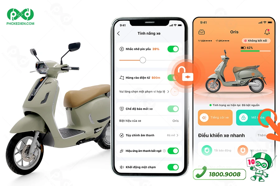 Xe máy điện Yadea Oris 24 yadea-oris-app-thong-minh-da-tinh-nang-phoxedien