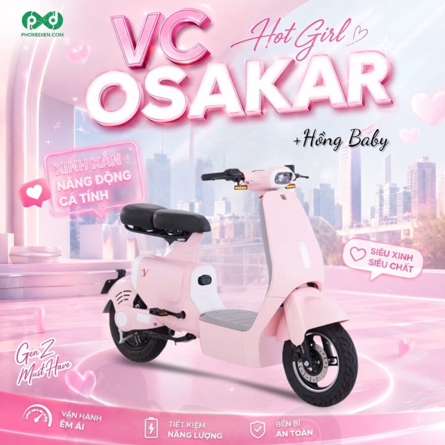 Xe điện VC Osakar - Hot Girl Style hồng baby