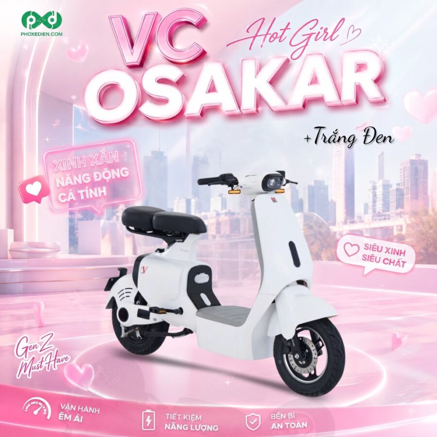Xe điện VC Osakar - Hot Girl Style trắng đen