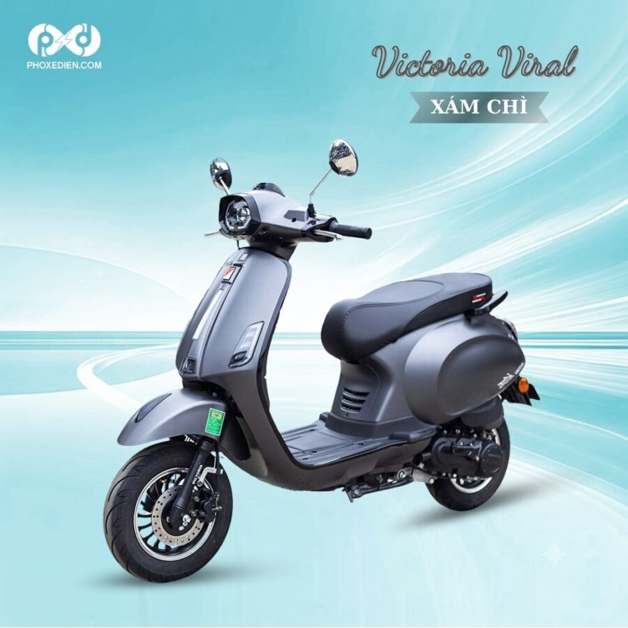 Xe máy điện Victoria Viral 9 Xe máy điện Victoria Viral xám chì