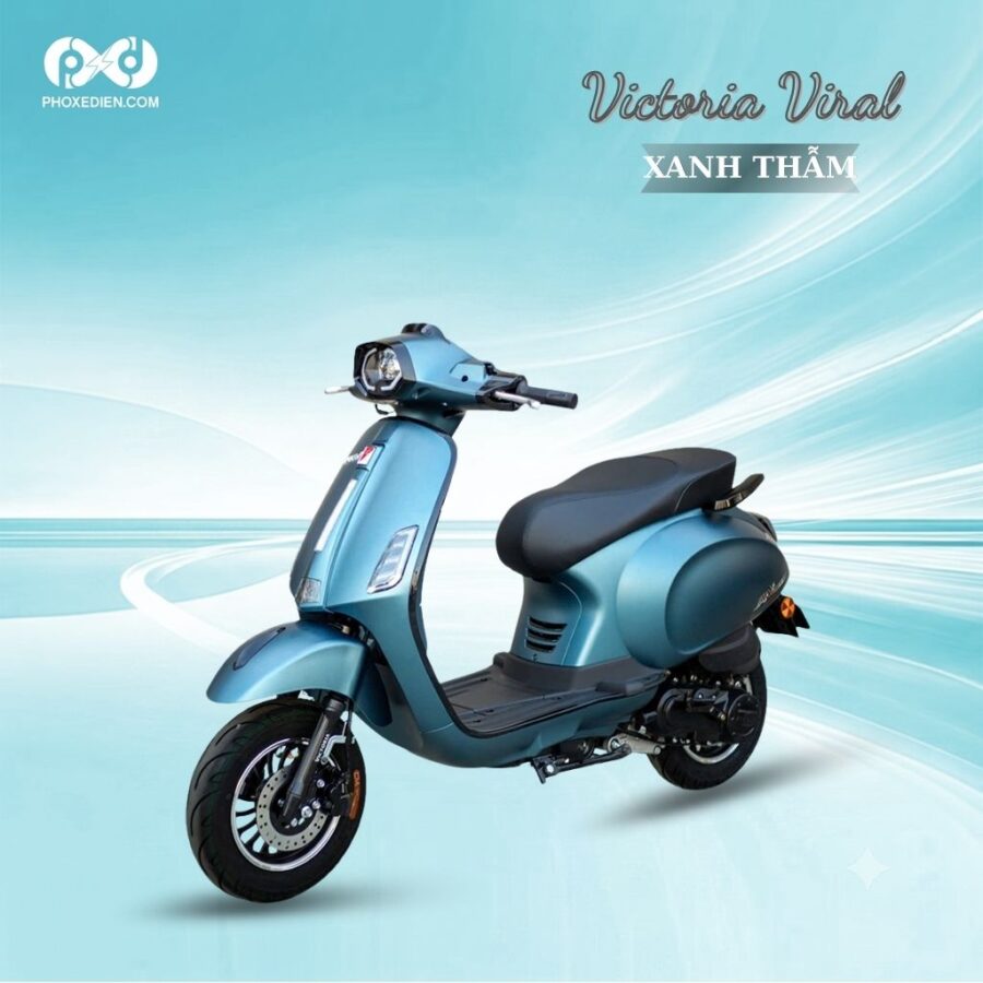 Xe máy điện Victoria Viral 4 Xe máy điện Victoria Viral xanh thẫm